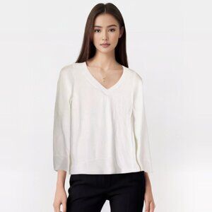 Kinross White V-neck light weight Cotton Sweater